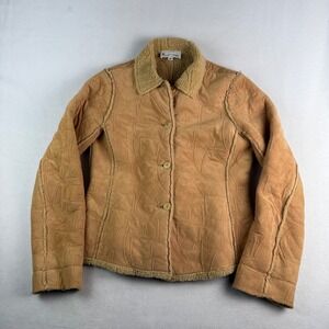 Elliott Lauren Tan Faux Suede Shearling Lined Quilted Jacket Womens Size 6